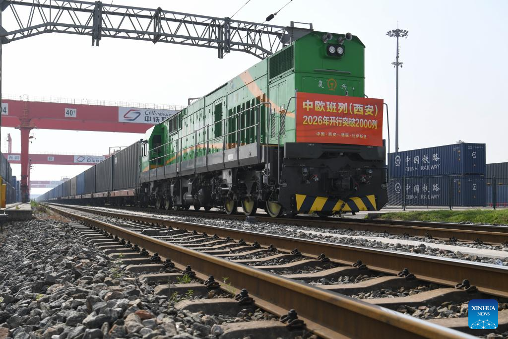 Estação do Porto Internacional de Xi'an registra mais de 2.000 viagens de trens China-Europa em 2026